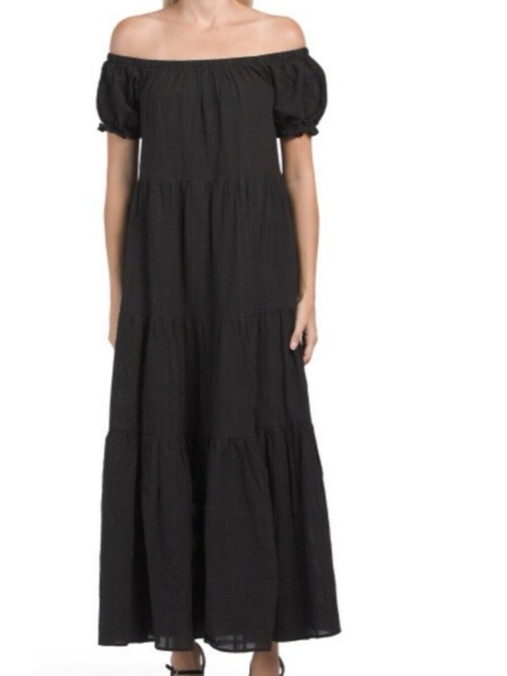 Young Fabulous & Broke Tiered Maxi Black Dress Lined Pocket Witchy Goth Boho